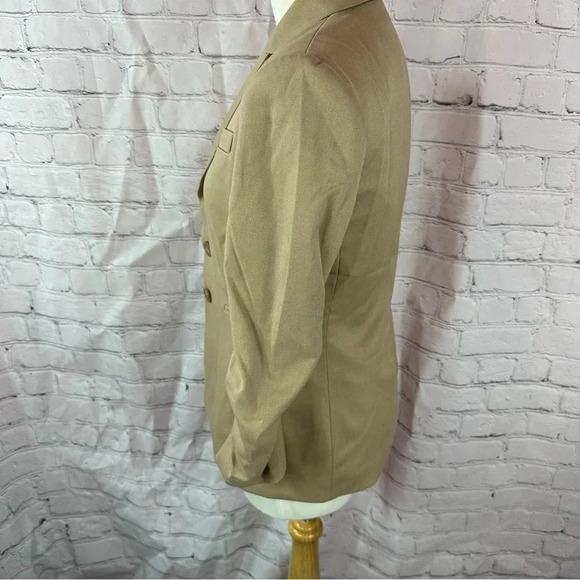 gianni bini blazer jacket sz 4 neutral khaki ruched sleeve preppy office - Picture 3 of 9